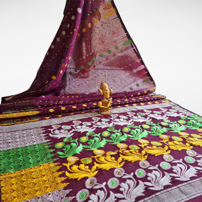 Dhakay Jamdani - Saree - Purple color