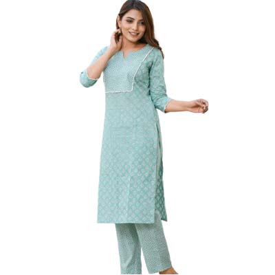 Beautiful Cotton Printed Kurti pant set