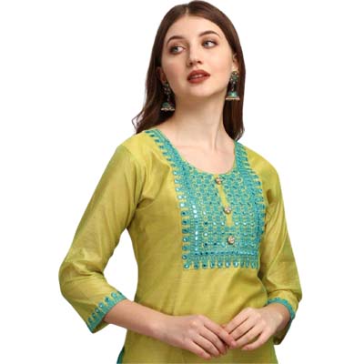 CHANDERI COTTAN EMBRIODRY KURTI